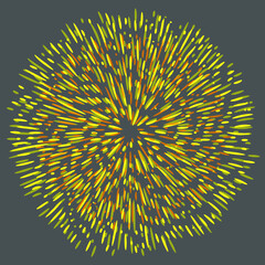 Explosion effect of random radial yellow lines on a dark gray background. Floral abstract circular pattern vector.