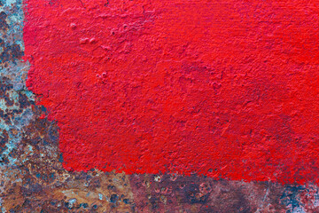 Red dirty grungy smudgy weathered metal steel concrete wall background