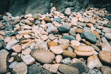 Close-up of a pile of pebbles on the ground