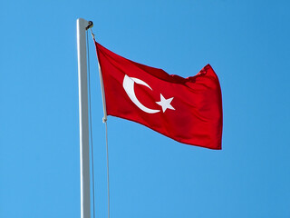 Flag of Turkey on flagstaff