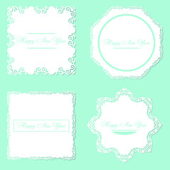 Mandala, lace paper doily, embossed pattern, 3D, round and square element. Paper cut out design, laser cut template. Vintage lace doily with border in asian style. New Year.