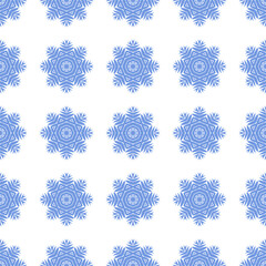 Seamless pattern with snowflakes on background white color for invitation, xmas card or holiday poster.Vector.