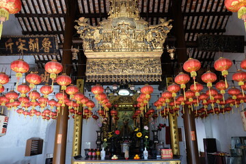 Penang George Town Malaysia - Kuan Im See Temple with decorative Chinese paper lanterns