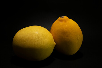 Lemons on a black background