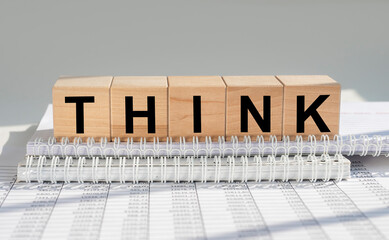 Think word. Conceptual message for creativity, finding business solutions and focusing