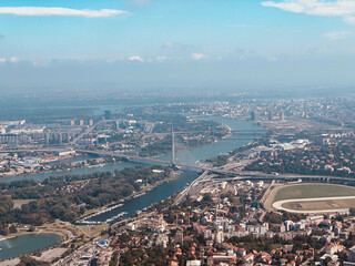Belgrade, capital of Serbia, aerial panoramic view.