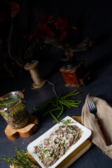 Delicious cold beef with vinaigrette