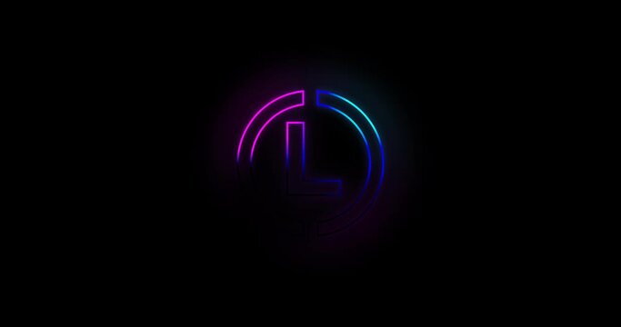 Letter L logo Blue and pink neon light effect 4k footage
