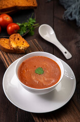  creamy tomato soup served in a bowl