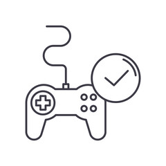 Gamification icon, linear isolated illustration, thin line vector, web design sign, outline concept symbol with editable stroke on white background.