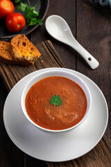  creamy tomato soup served in a bowl