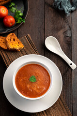  creamy tomato soup served in a bowl