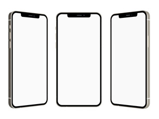 Phone with blank screen on white background