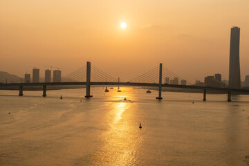 Sai Van bridge at sunset, Macau