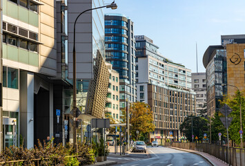 Radisson Collection Warsaw hotel at al. Grzybowska street in Srodmiescie business district in...