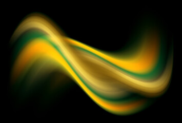 Abstract background 3D, dynamic blurry wave yellow and green technology illustration.