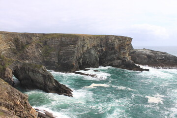 Fototapeta na wymiar Coastline of Mizen Head in stormy weather, Ireland