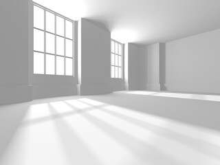 Illuminated corridor interior design. Empty Room Interior Background