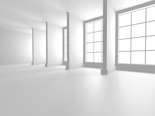 Abstract White Room Architecture Design Concept