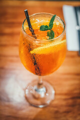 A glass of freshly served cocktail, ready to celebrate.