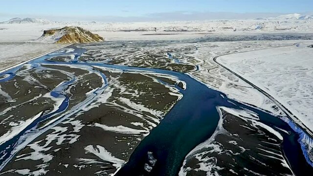 Markarfljot - Fluss bei Seljalandsfoss von oben