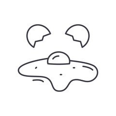 Fried egg icon, linear isolated illustration, thin line vector, web design sign, outline concept symbol with editable stroke on white background.