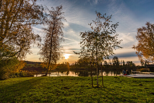 Wonderful Sunset Near Koenigseggwald In Upper Swabia