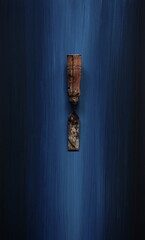 old damaged chisel on a blue background