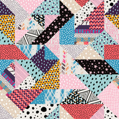 Seamless pattern, patchwork tiles. Can be used on packaging paper, fabric, background for different images, etc.