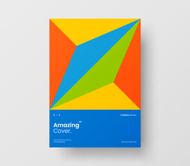 Brochure front page design layout. Vertical corporate identity A4 report cover. Modern abstract geometric vector business presentation illustration template.