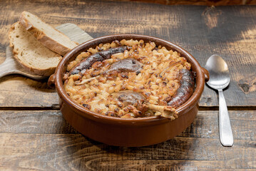 French specialty: cassoulet, a meal with white beans, duck leg, sausage and bacon