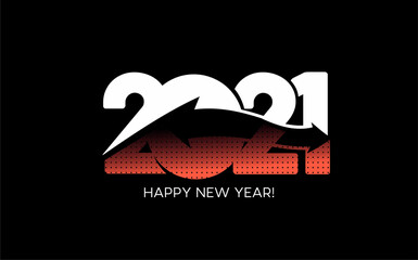 Happy New Year 2021 Text Typography Design poster, Vector illustration.