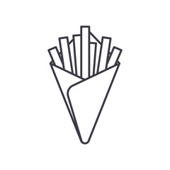 French fries icon, linear isolated illustration, thin line vector, web design sign, outline concept symbol with editable stroke on white background.