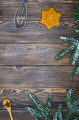 homemade cookie shaped snowflake, christmas food concept