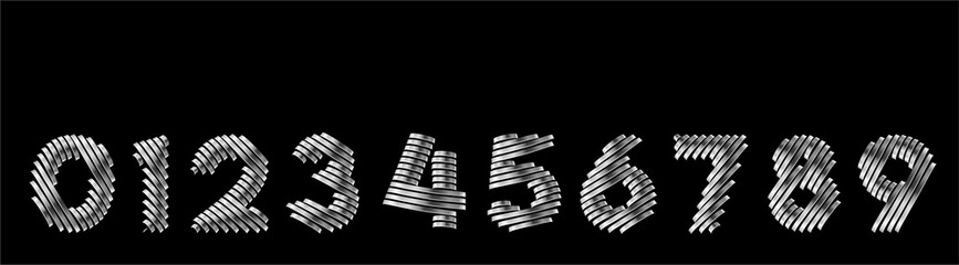 Set of ten numbers form zero to nine, number design elements