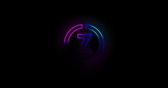 Letter Z logo Blue and pink neon light effect 4k footage
