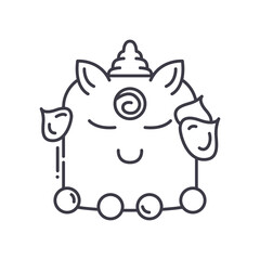 Funny cake icon, linear isolated illustration, thin line vector, web design sign, outline concept symbol with editable stroke on white background.