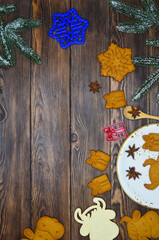 cooking a delicious festive homemade cookies a symbol of  new year a cow or bull, a treat for christmas holiday