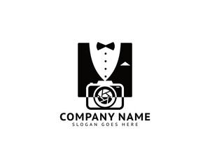 Camera with Bow Tie Suit Tuxedo Gentlemen for Fashion Photographer Logo Design Inspiration