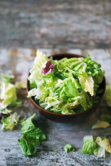 Fresh mix of salads in a bowl. Healthly food. Vegan salad.