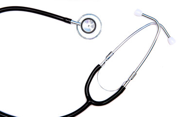 medical stethoscope isolated on white background. Black stethoscope. Healthcare.