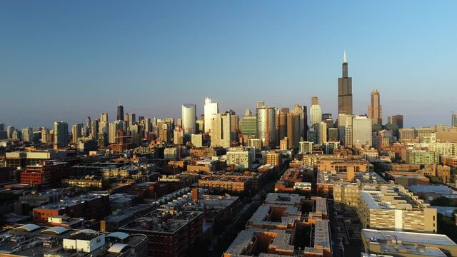 Scenic aerial view of downtown Chicago