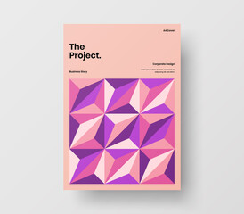 Fototapeta premium Brochure front page design layout. Vertical corporate identity A4 report cover. Modern abstract geometric vector business presentation illustration template.