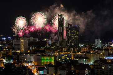 firework festival in Pattaya Thailand Asia