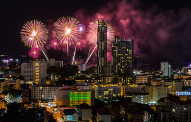 firework festival in Pattaya Thailand Asia