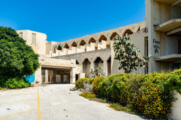 Obraz premium The derelict Jerma Palace Hotel in Marsaskala, Malta.
