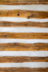 Historic log cabin interior wall