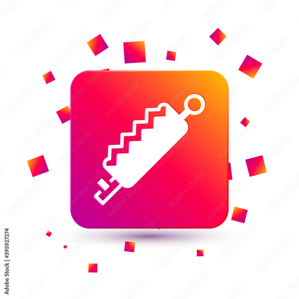 Poster white trap hunting icon isolated on white background. square color button. vector.
