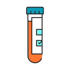 Laboratory tube with blood test color line icon. Check on disease Coronavirus.