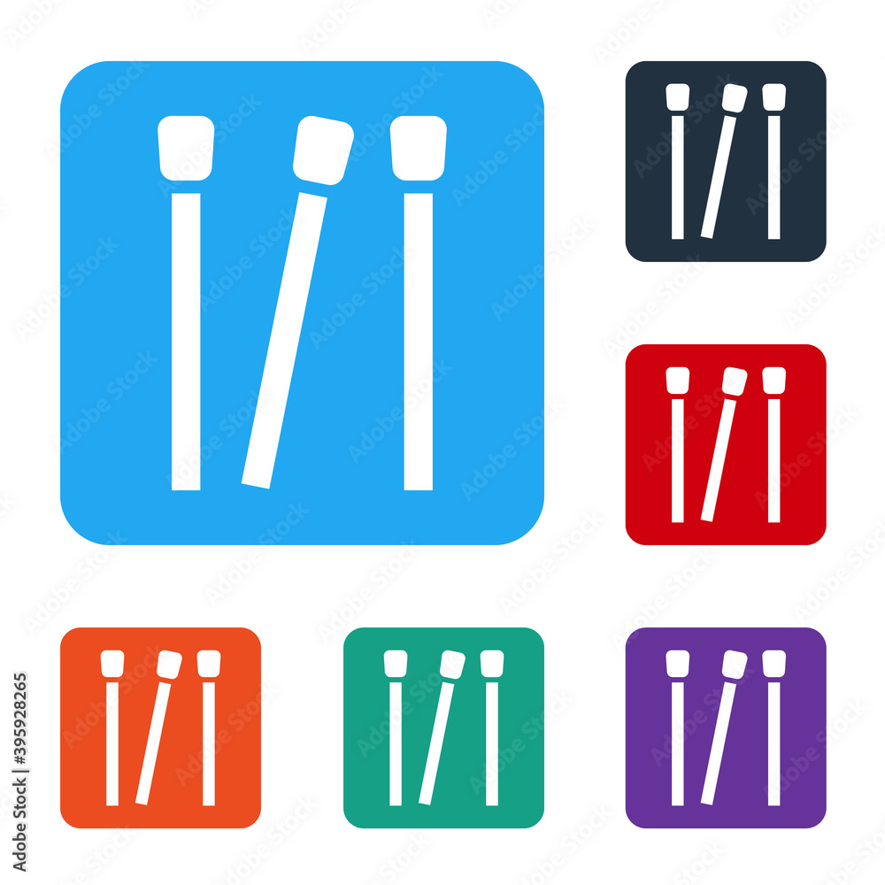 Poster white matches icon isolated on white background. set icons in color square buttons. vector.